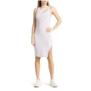 New Zella Size L Interlude Rib Cutout Dress in Lavender Sky * Stains *